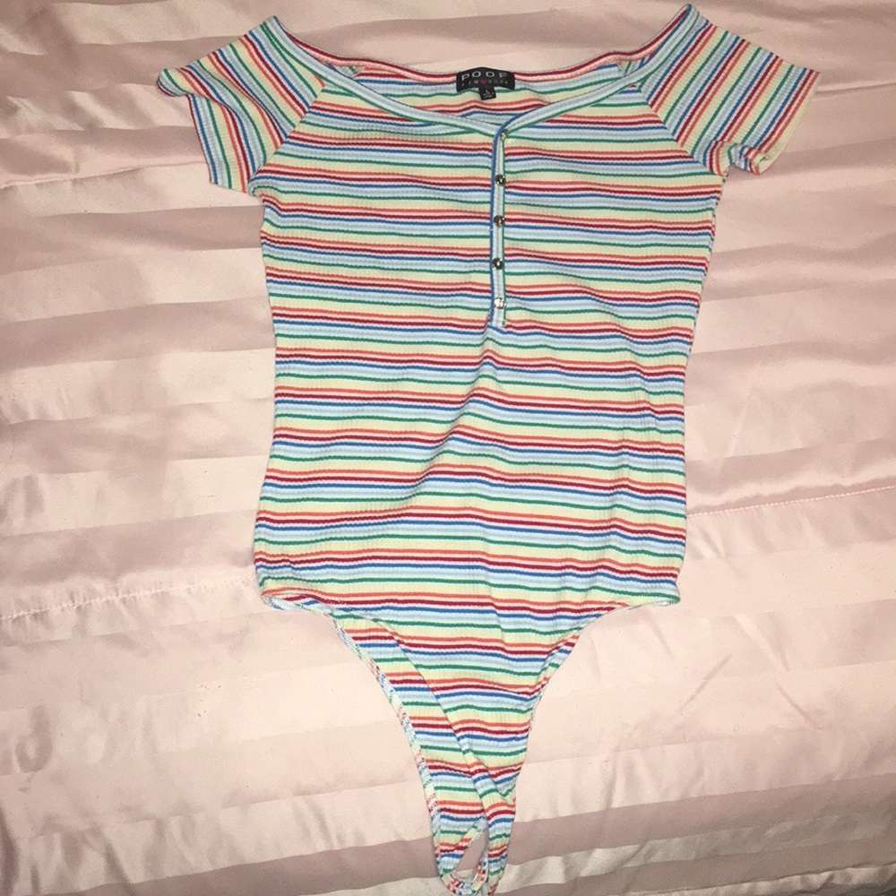 Rainbow striped body suit